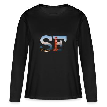 San Francisco - T-shirt manches longues Premium bio Femme - noir - Devant - Julia (174cm)