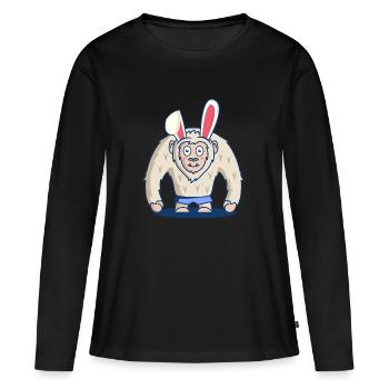 BigFoot Sasquatch De Pâques Lapin cadeau T-shirt - T-shirt manches longues Premium bio Femme - noir - Devant - Julia (174cm)