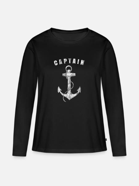 Captain Anchor Gift Boat Boat Captain - Premium økologisk langærmet T-shirt til kvinder - sort