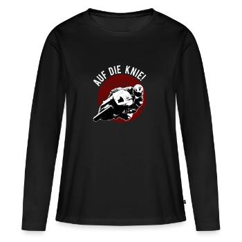 Auf die Knie - Frauen Premium Bio Langarmshirt - Schwarz - Vorne - Julia (174cm)