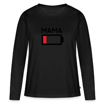 Mama Family Energy Battery Battery Blank T-Shirt - Women's Premium Organic Long Sleeve Shirt - black - Front - Julia (174cm)