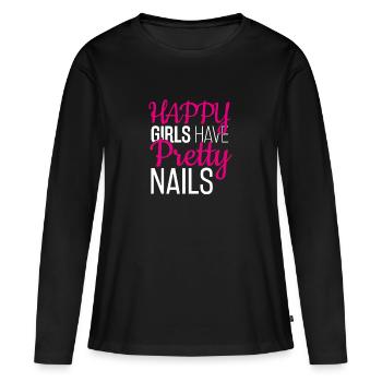 Les filles heureuses ont de beaux ongles, manucure - T-shirt manches longues Premium bio Femme - noir - Devant - Julia (174cm)