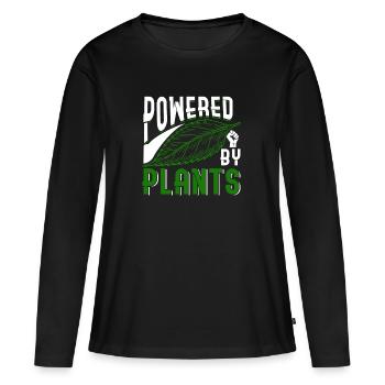Alimenté par des plantes - T-shirt manches longues Premium bio Femme - noir - Devant - Julia (174cm)
