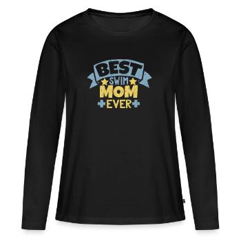 Le meilleur T-shirt de nage de maman jamais - T-shirt manches longues Premium bio Femme - noir - Devant - Julia (174cm)