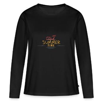 Heure d'été - T-shirt manches longues Premium bio Femme - noir - Devant - Julia (174cm)