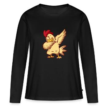 DAB poulet - poulet - poulet - coq - danse - T-shirt manches longues Premium bio Femme - noir - Devant - Julia (174cm)