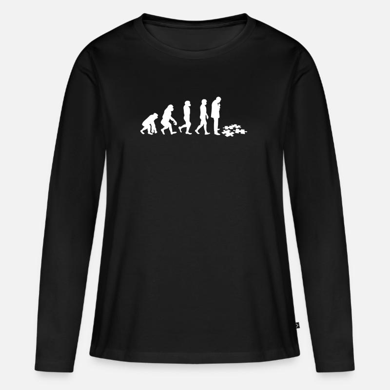 Jigsaw Puzzle - Puzzlen - Evolution - Frauen Premium Bio Langarmshirt - Schwarz