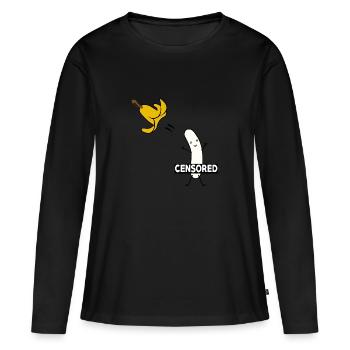 STRIPTEASE BANANA LUSTIGE COMIC - Frauen Premium Bio Langarmshirt - Schwarz - Vorne - Julia (174cm)