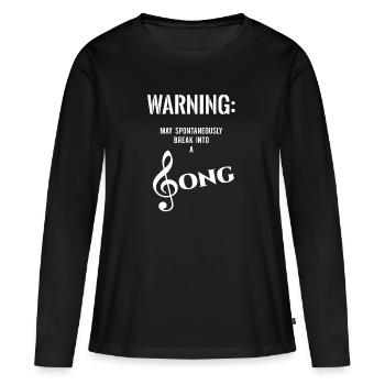 Attention - chanson - chant - clef - T-shirt manches longues Premium bio Femme - noir - Devant - Julia (174cm)