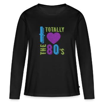 Love the 80's, eighties music - Women's Premium Organic Long Sleeve Shirt - black - Front - Julia (174cm)