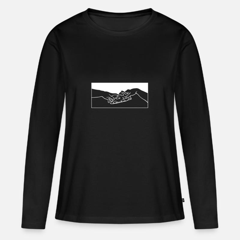 Share Pizza Michelangelo Motiv - Frauen Premium Bio Langarmshirt - Schwarz