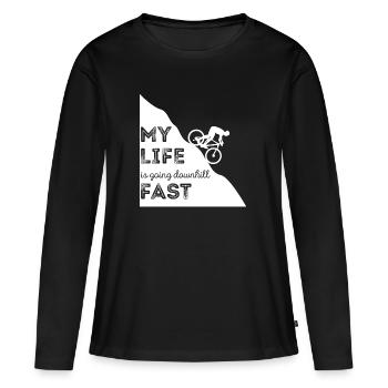 Mountainbiken - Mountainbike - Mountainbiker - Frauen Premium Bio Langarmshirt - Schwarz - Vorne - Julia (174cm)