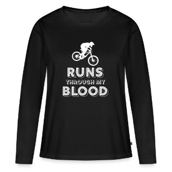 Mountainbiken - Mountainbike - Mountainbiker - Frauen Premium Bio Langarmshirt - Schwarz - Vorne - Julia (174cm)