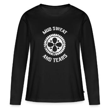 Mountainbiken - Mountainbike - Mountainbiker - Frauen Premium Bio Langarmshirt - Schwarz - Vorne - Julia (174cm)