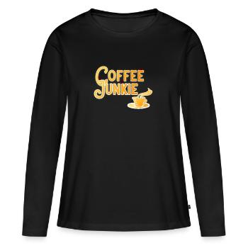 Coffee Junkie - pour le vrai junkie du café - T-shirt manches longues Premium bio Femme - noir - Devant - Julia (174cm)