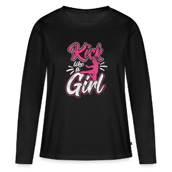 Shirt für Karate Frau oder Mädchen als Geschenk - Frauen Premium Bio Langarmshirt - Schwarz - Vorne - Julia (174cm)