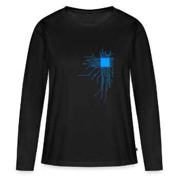 carte bleu ordinateur pc admin core cpu code nerd - T-shirt manches longues Premium bio Femme - noir - Devant - Julia (174cm)