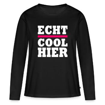 Echt cool hier - Frauen Premium Bio Langarmshirt - Schwarz - Vorne - Julia (174cm)