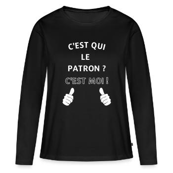 c'est qui le patron c'est moi - T-shirt manches longues Premium bio Femme - noir - Devant - Julia (174cm)