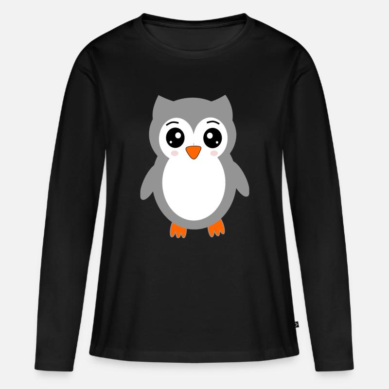 graue Eule - Frauen Premium Bio Langarmshirt - Schwarz