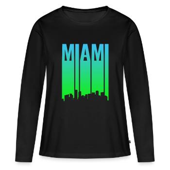 Pente de la ligne d’horizon de Miami - T-shirt manches longues Premium bio Femme - noir - Devant - Julia (174cm)