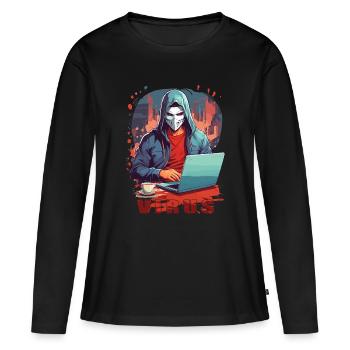 Pirate anonyme - T-shirt manches longues Premium bio Femme - noir - Devant - Julia (174cm)