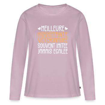 Souvent imitée Meilleure assistante vétérinaire - T-shirt manches longues Premium bio Femme - rose poudré - Devant - Julia (174cm)