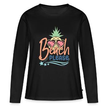Plage s’il vous plaît - T-shirt manches longues Premium bio Femme - noir - Devant - Julia (174cm)
