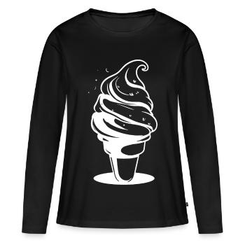 Softeis Zeichnung - Frauen Premium Bio Langarmshirt - Schwarz - Vorne - Julia (174cm)