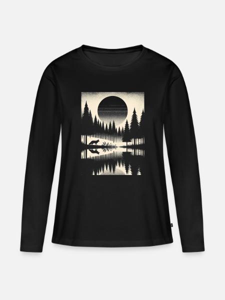 FUCHS IM WALD - Frauen Premium Bio Langarmshirt - Schwarz
