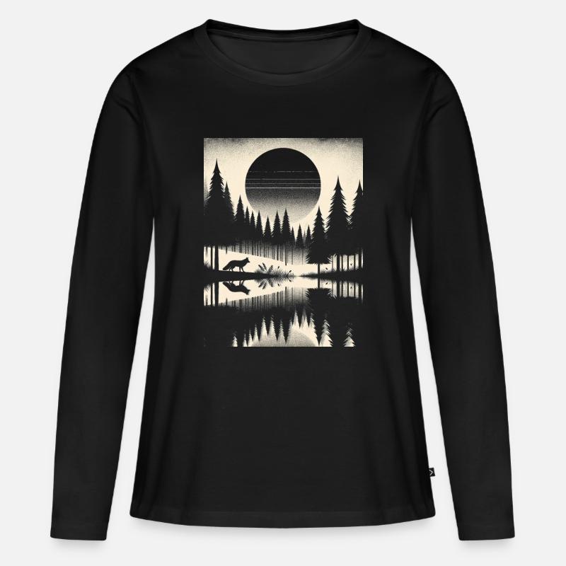 FUCHS IM WALD - Frauen Premium Bio Langarmshirt - Schwarz
