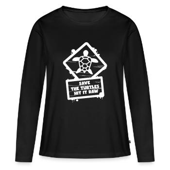 Sauvez les tortues Hit It Funny Sign - T-shirt manches longues Premium bio Femme - noir - Devant - Julia (174cm)