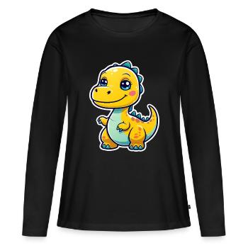 Dino - Frauen Premium Bio Langarmshirt - Schwarz - Vorne - Julia (174cm)