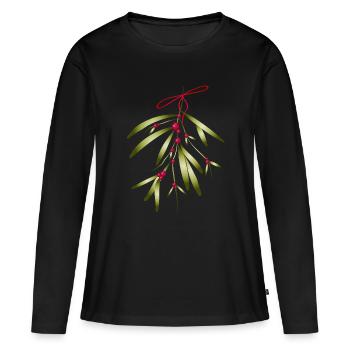Gui aux baies rouges et arc - T-shirt manches longues Premium bio Femme - noir - Devant - Julia (174cm)
