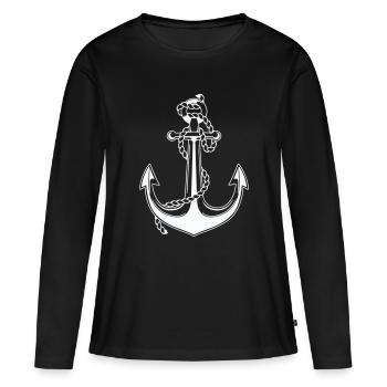 Anker mit Seil Motiv - Frauen Premium Bio Langarmshirt - Schwarz - Vorne - Julia (174cm)