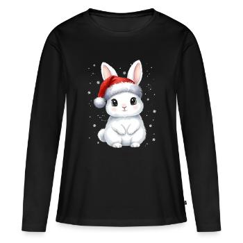 Lapin de Noël mignon de Noël - T-shirt manches longues Premium bio Femme - noir - Devant - Julia (174cm)