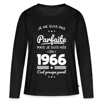 Born in 1966 – Not perfect but almost - Women's Premium Organic Long Sleeve Shirt - black - Front - Julia (174cm)