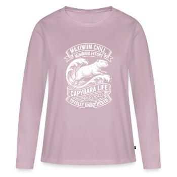 Capybara Life – Maximum Chill - Women's Premium Organic Long Sleeve Shirt - dusky pink - Front - Julia (174cm)