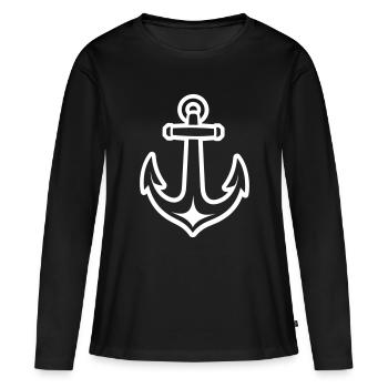 Ancre - T-shirt manches longues Premium bio Femme - noir - Devant - Julia (174cm)