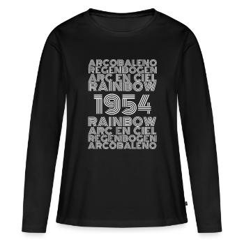 Regenbogen 1954 - Frauen Premium Bio Langarmshirt - Schwarz - Vorne - Julia (174cm)