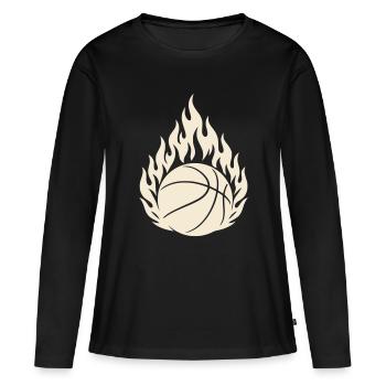 Basketball en feu - Basket-ball - T-shirt manches longues Premium bio Femme - noir - Devant - Julia (174cm)