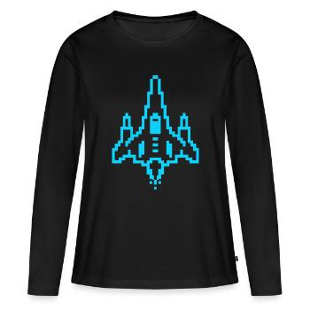 Arcade de jeux rétro pour vaisseaux spatiaux - T-shirt manches longues Premium bio Femme - noir - Devant - Julia (174cm)