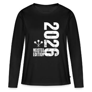 Champion de fléchettes 2026, maillot blanc de la Kreisliga - T-shirt manches longues Premium bio Femme - noir - Devant - Julia (174cm)