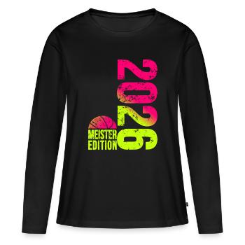 Basketball Master Edition 2026 en rose citron - T-shirt manches longues Premium bio Femme - noir - Devant - Julia (174cm)