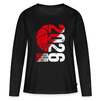 Basketball Meister Edition 2026 in rot und weiß - Frauen Premium Bio Langarmshirt - Schwarz - Vorne - Julia (174cm)