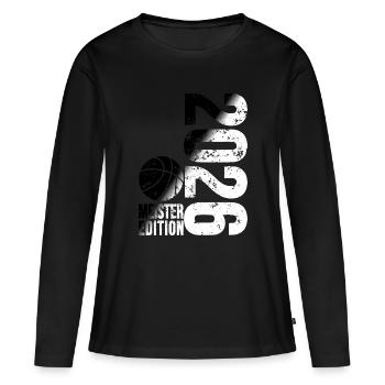 Maillot Basketball Master 2026, noir et blanc - T-shirt manches longues Premium bio Femme - noir - Devant - Julia (174cm)