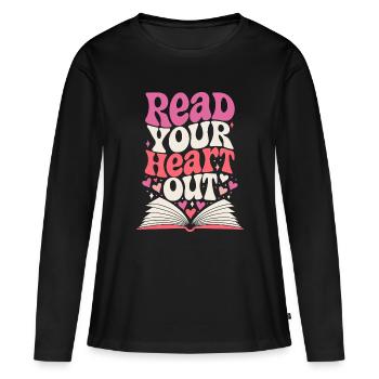 Read Your Heart Out Buch Retro - Frauen Premium Bio Langarmshirt - Schwarz - Vorne - Julia (174cm)
