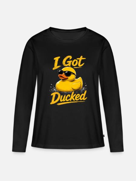 Ich wurde geduckt – Enten-Sonnenbrille - Frauen Premium Bio Langarmshirt - Schwarz