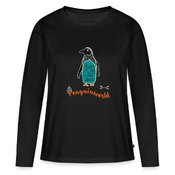 Pingouin new year hiver froid pingouin Gel neige - T-shirt manches longues Premium bio Femme - noir - Devant - Julia (174cm)