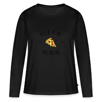 Pizza Is My Valentine - Frauen Premium Bio Langarmshirt - Schwarz - Vorne - Julia (174cm)